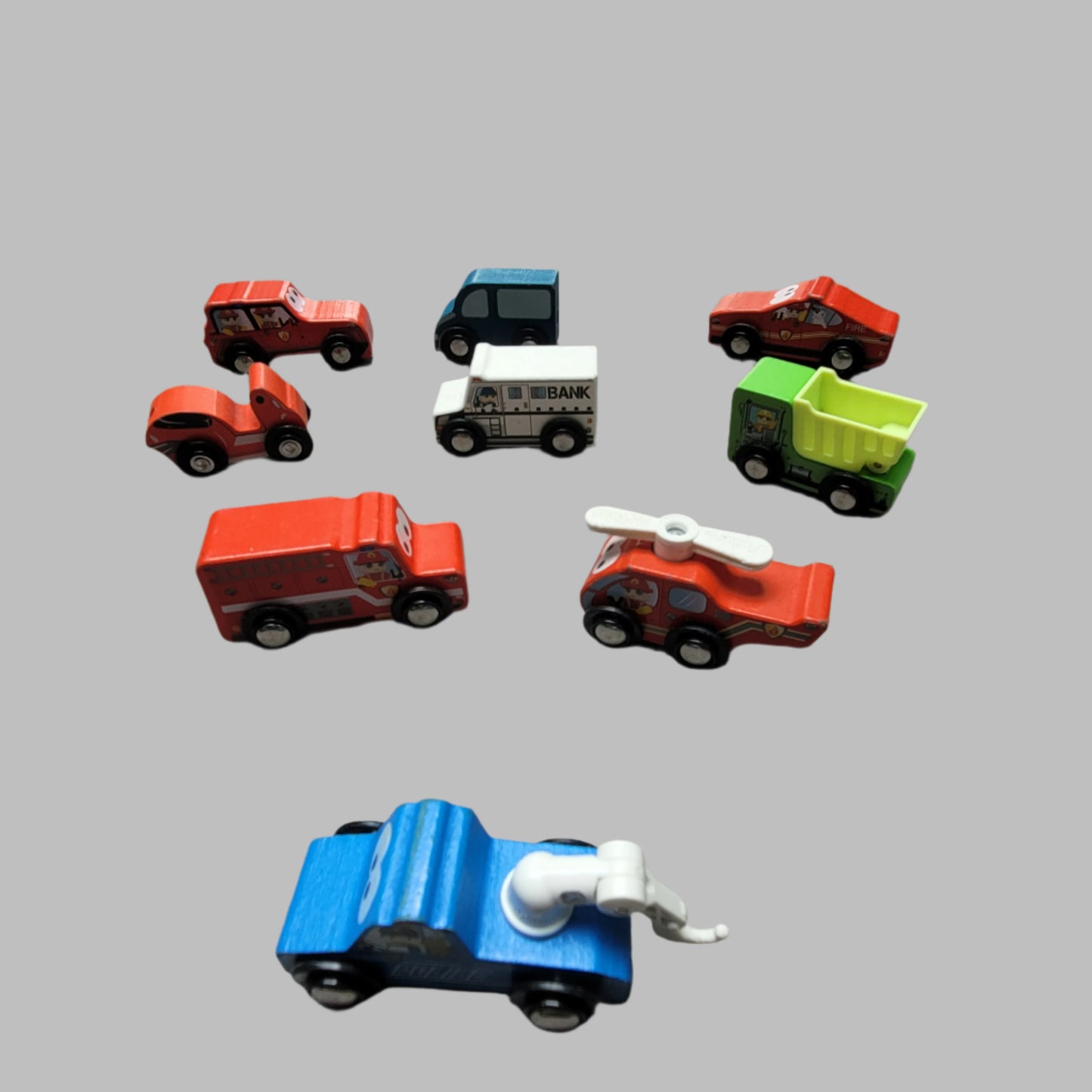Set of 9 Wooden Vehicles