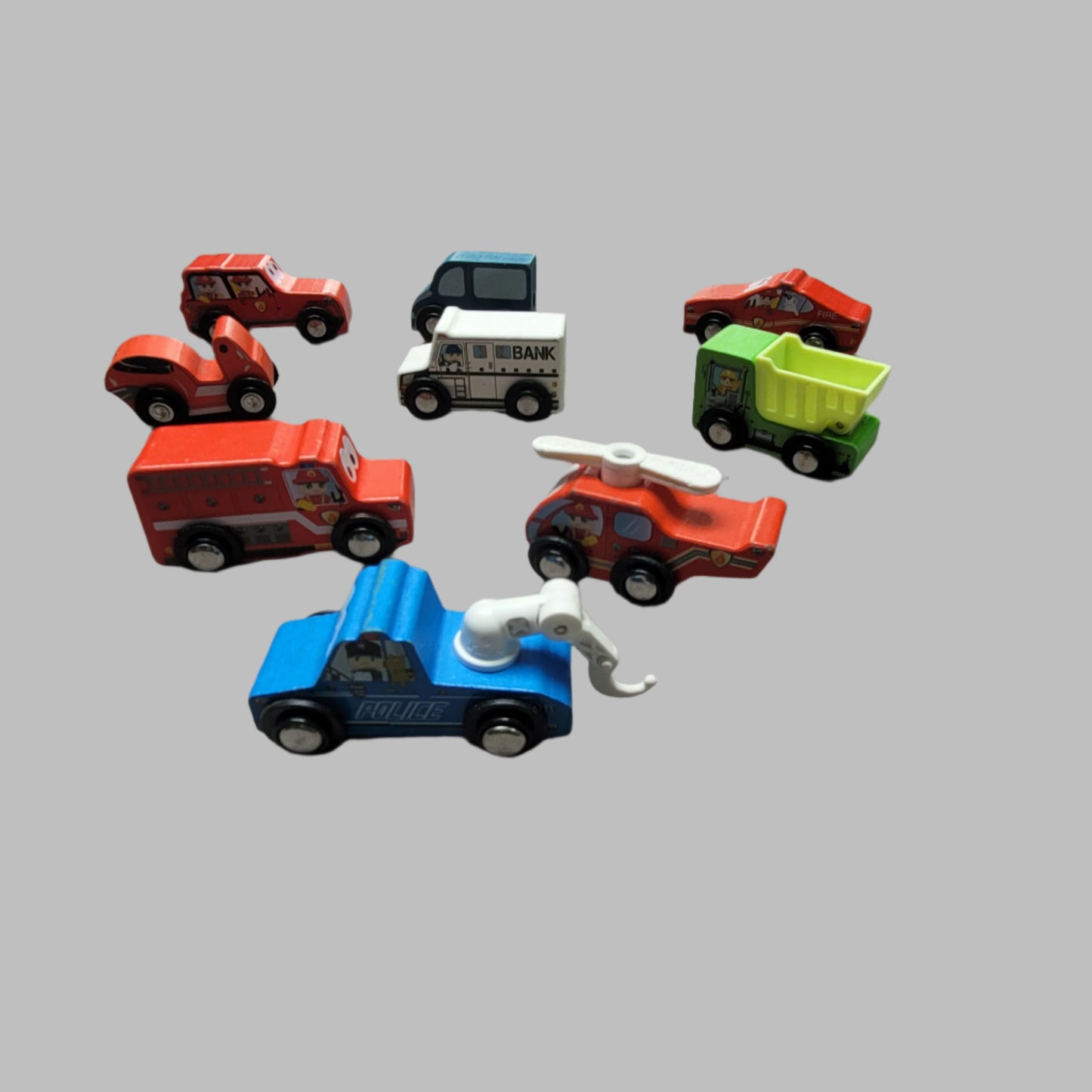 Set of 9 Wooden Vehicles