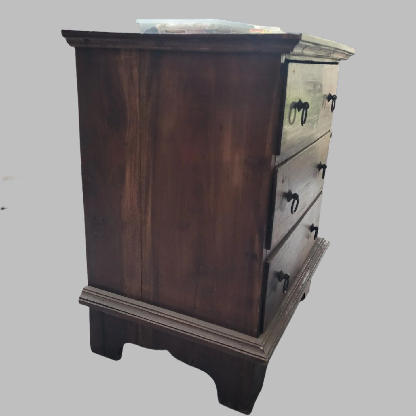 Solid Dark Wood Small Chest Of Drawers/Bedside Cabinet