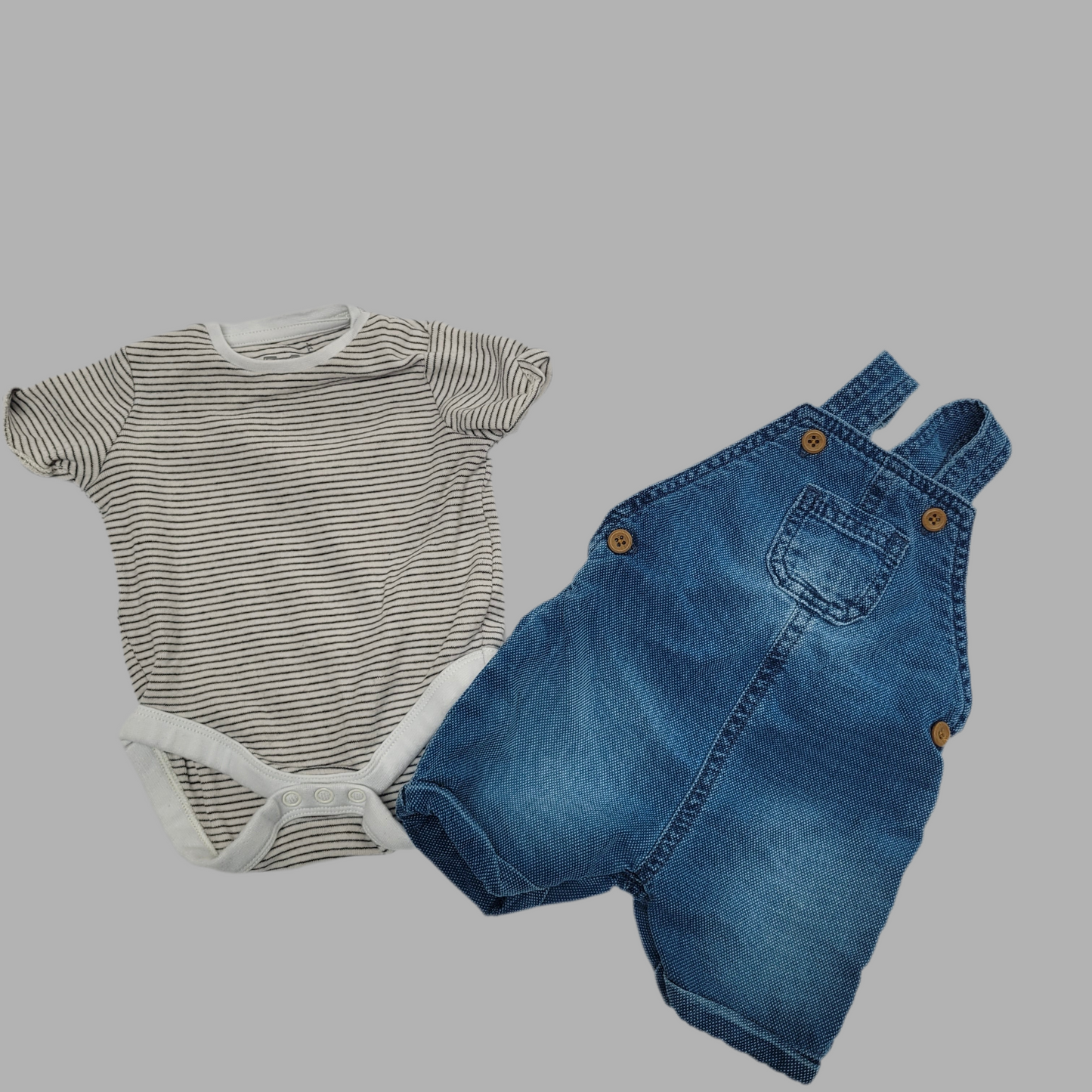 F&F- Dungarees and vest set