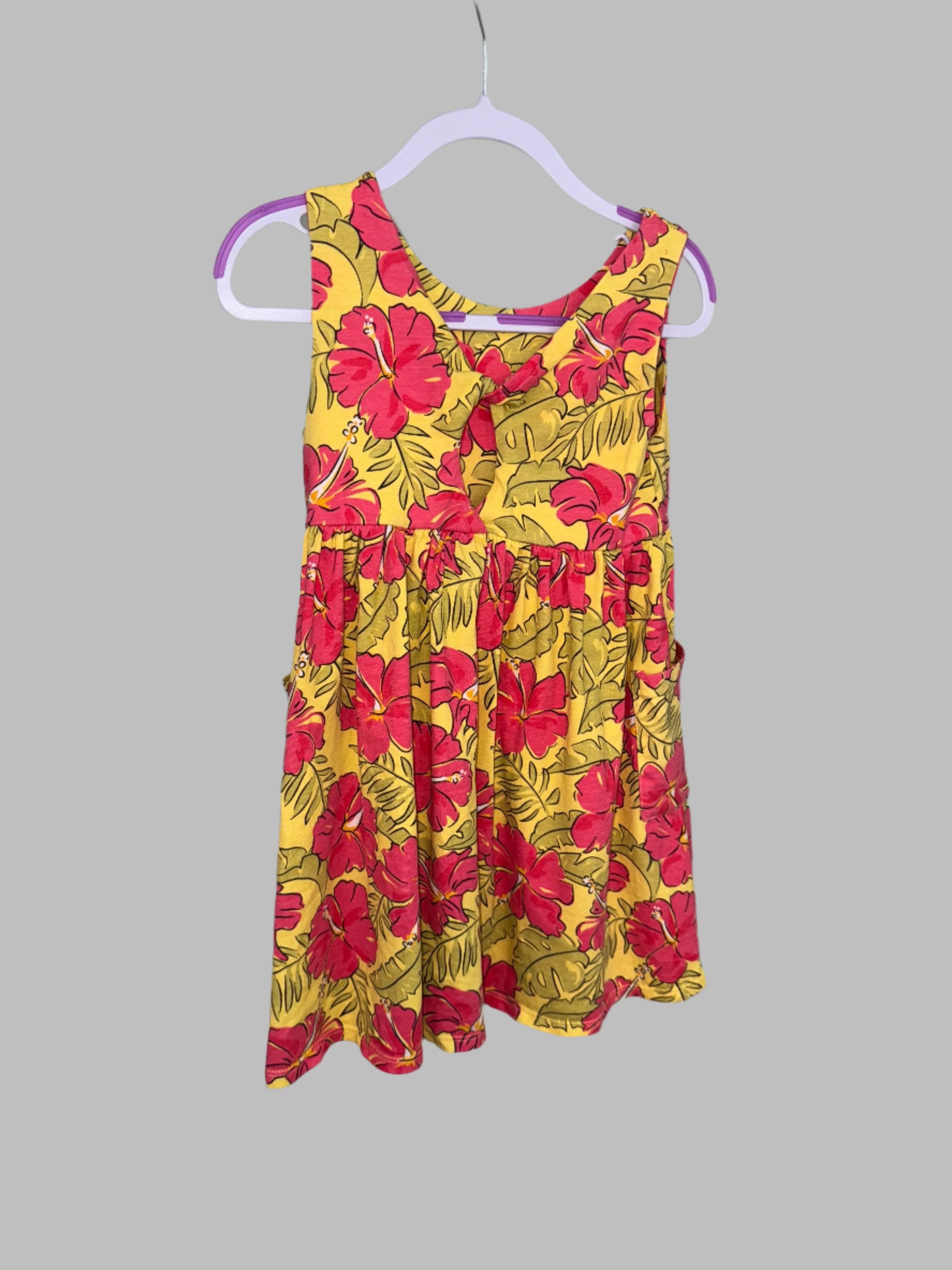 Girls yellow pink flower dress