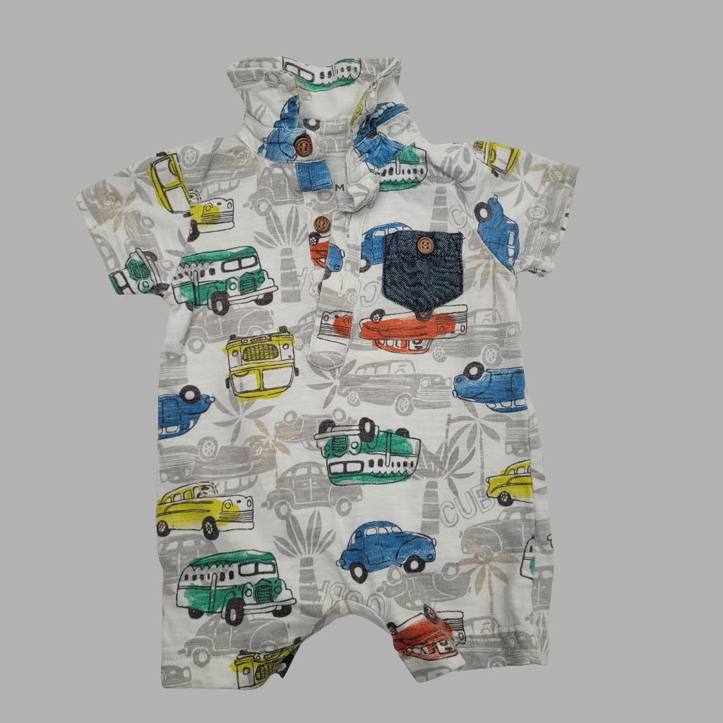 Nutmeg- Car Short Sleeve Romper