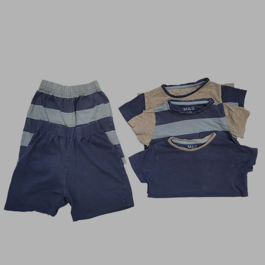 M&S- Set of 5 pieces, T-shirt and shorts