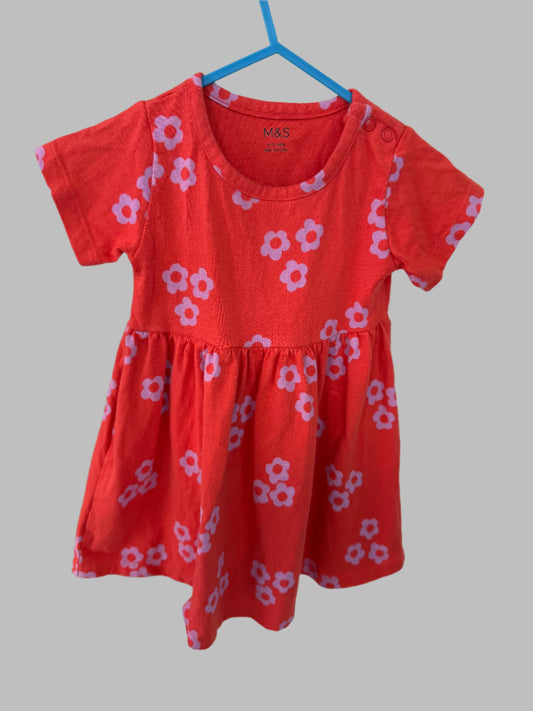 girls orange summer dress with lilac flowers